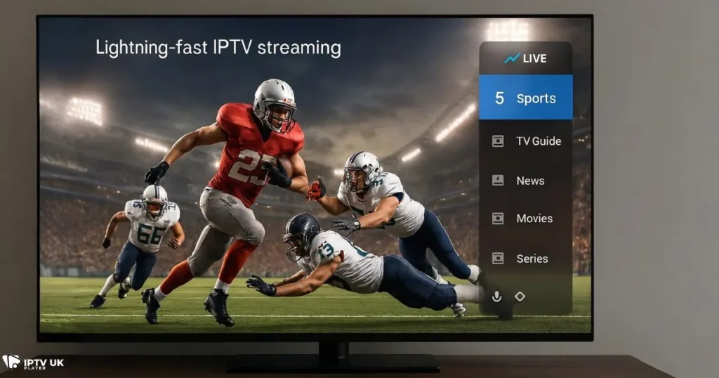 Smooth IPTV streaming speed for live sports with no buffering.