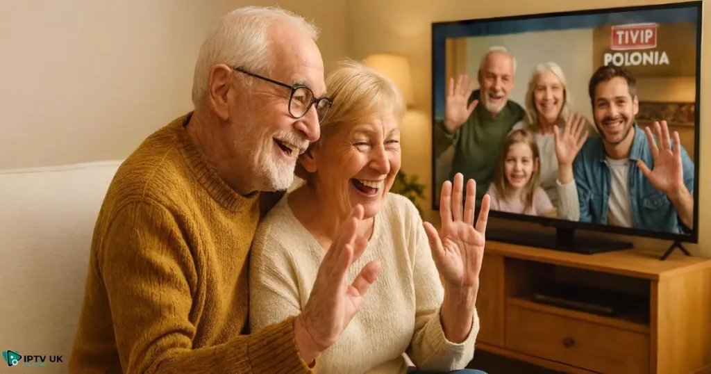 Polish family using iptv polonia to stay connected with home culture and traditions.