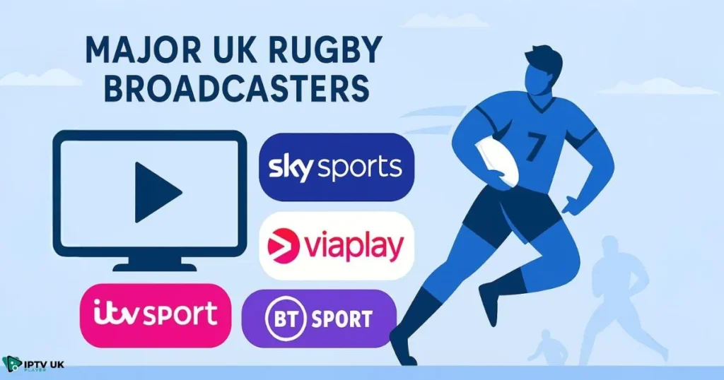 Overview of UK broadcasters showing rugby league televised matches