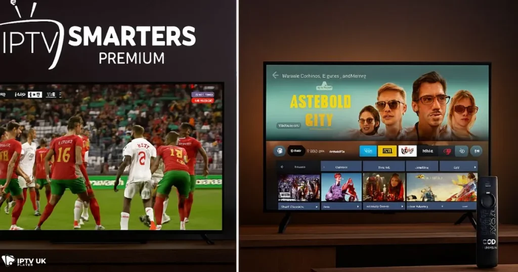 IPTV Smarters Premium devices including Smart TV and Firestick setup.