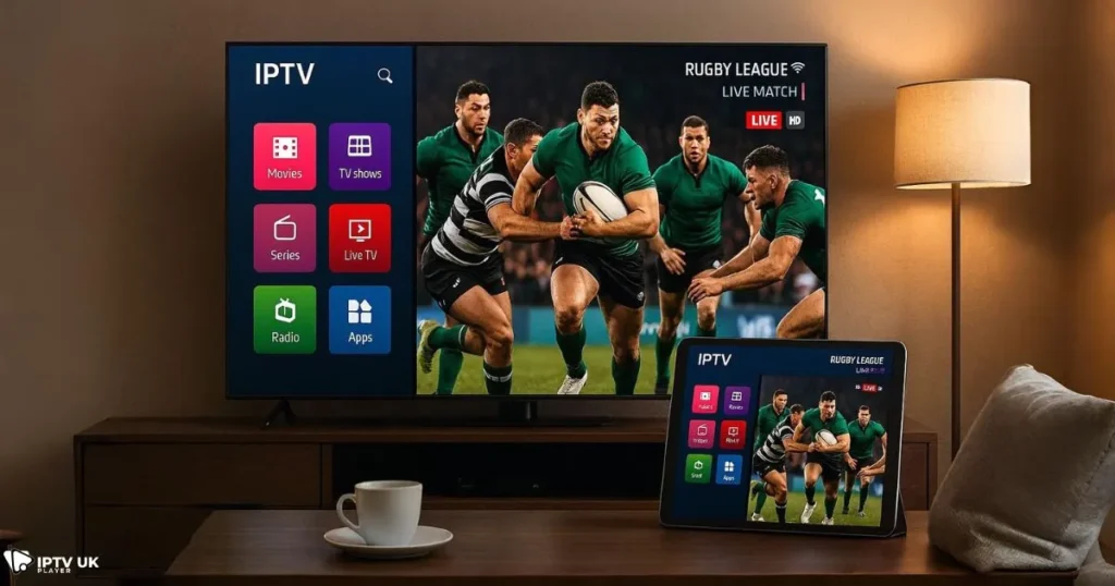 Watching live rugby league with UK rugby IPTV on multiple devices