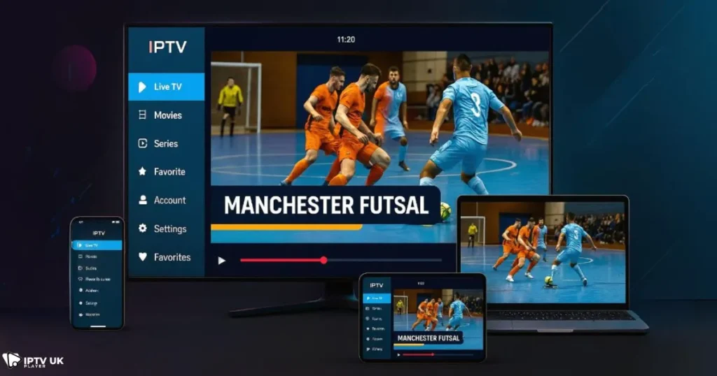 Manchester sports IPTV service streaming futsal matches across multiple devices
