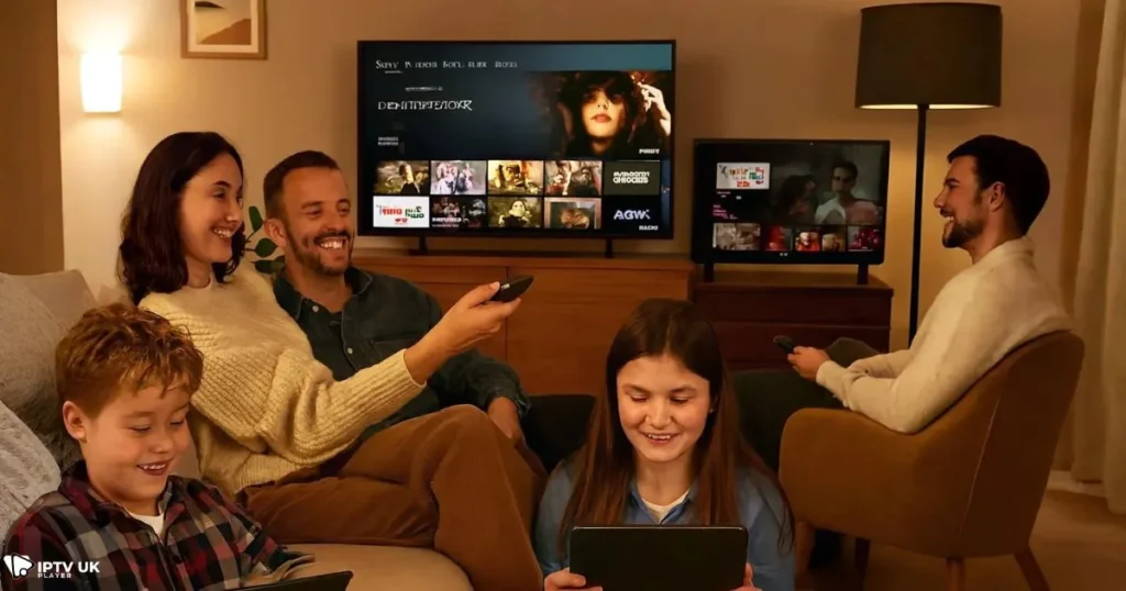 Family IPTV plan UK with multiple screens for every household member