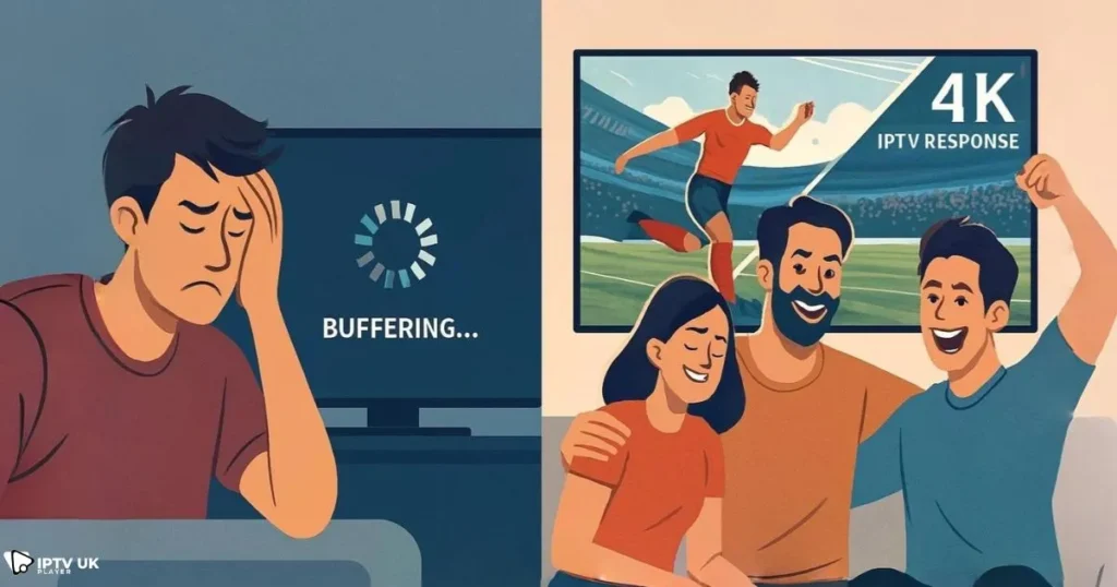 Difference between mega IPTV and regular IPTV services showing stability and hd iptv quality.