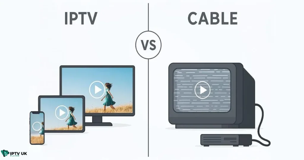 Comparison between IPTV and traditional TV for watching Epic Sports live.