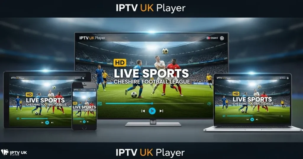Devices streaming Cheshire matches stream through IPTV UK Player platform.