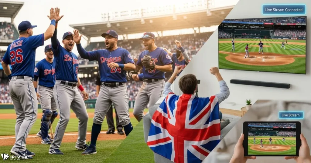 MLB IPTV live baseball action for UK sports fans.