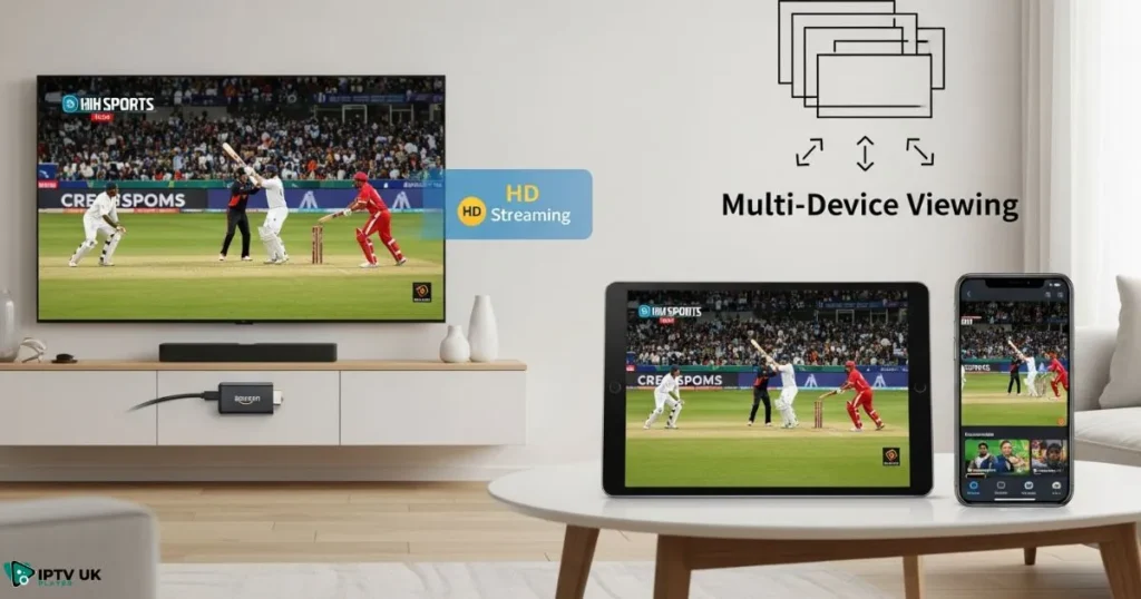 HD cricket streaming on multiple devices using live cricket tv and UK cricket IPTV.